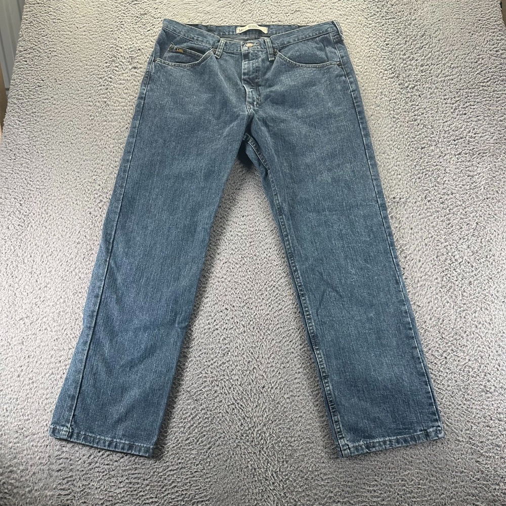 Lee Jeans Mens 36x30 Blue Cotton Denim Straight Leg Medium Wash Utility Workwear